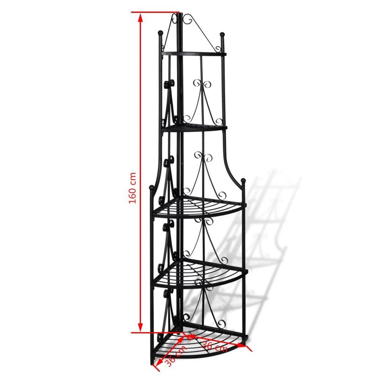 5-tier Wall Corner Plant Rack Black for Outdoor Patio