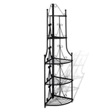 5-tier Wall Corner Plant Rack Black for Outdoor Patio