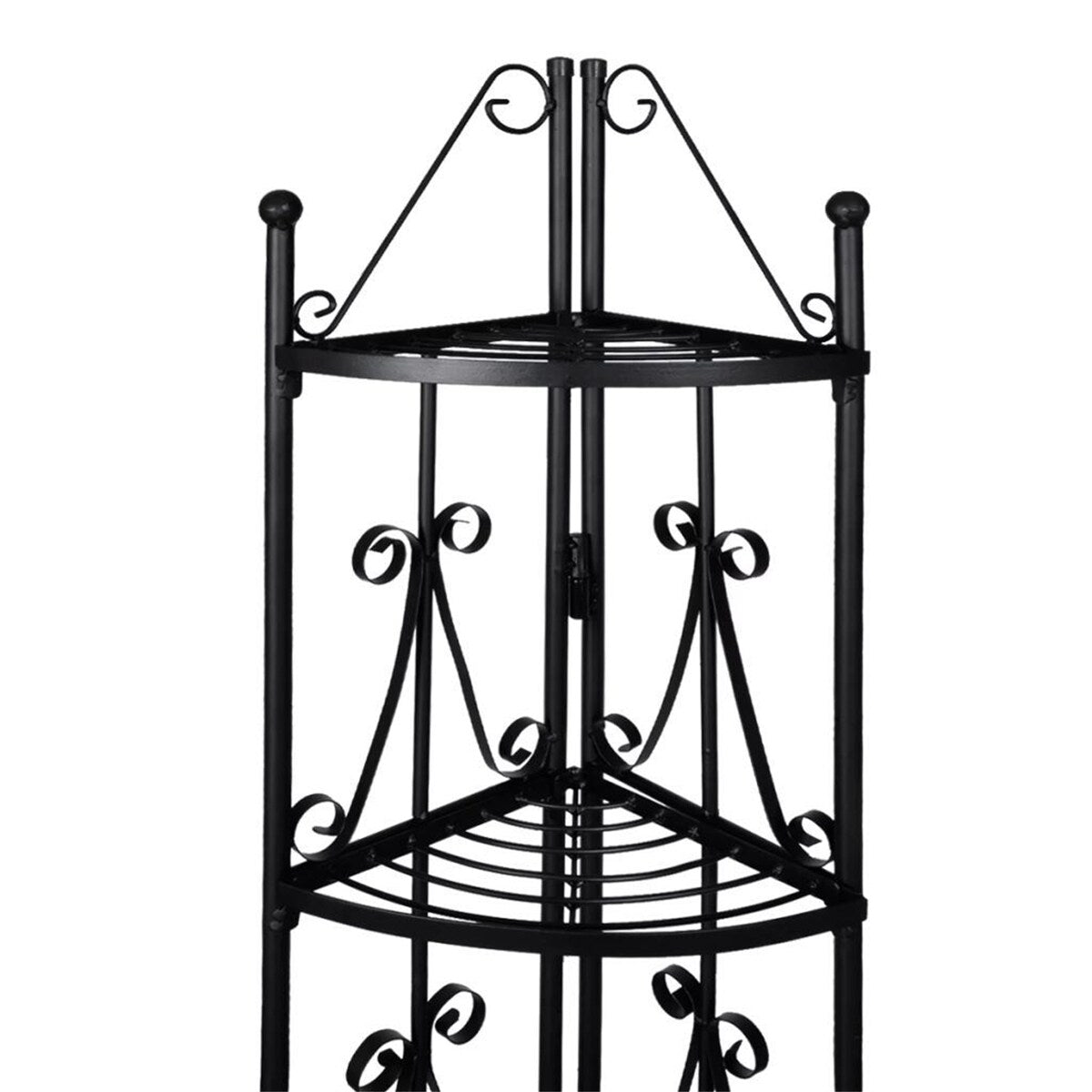 5-tier Wall Corner Plant Rack Black for Outdoor Patio