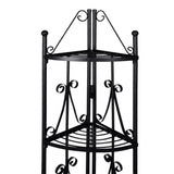 5-tier Wall Corner Plant Rack Black for Outdoor Patio