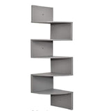 5 tiers Wall Shelf Wooden Mount Rack Home Furniture Gray