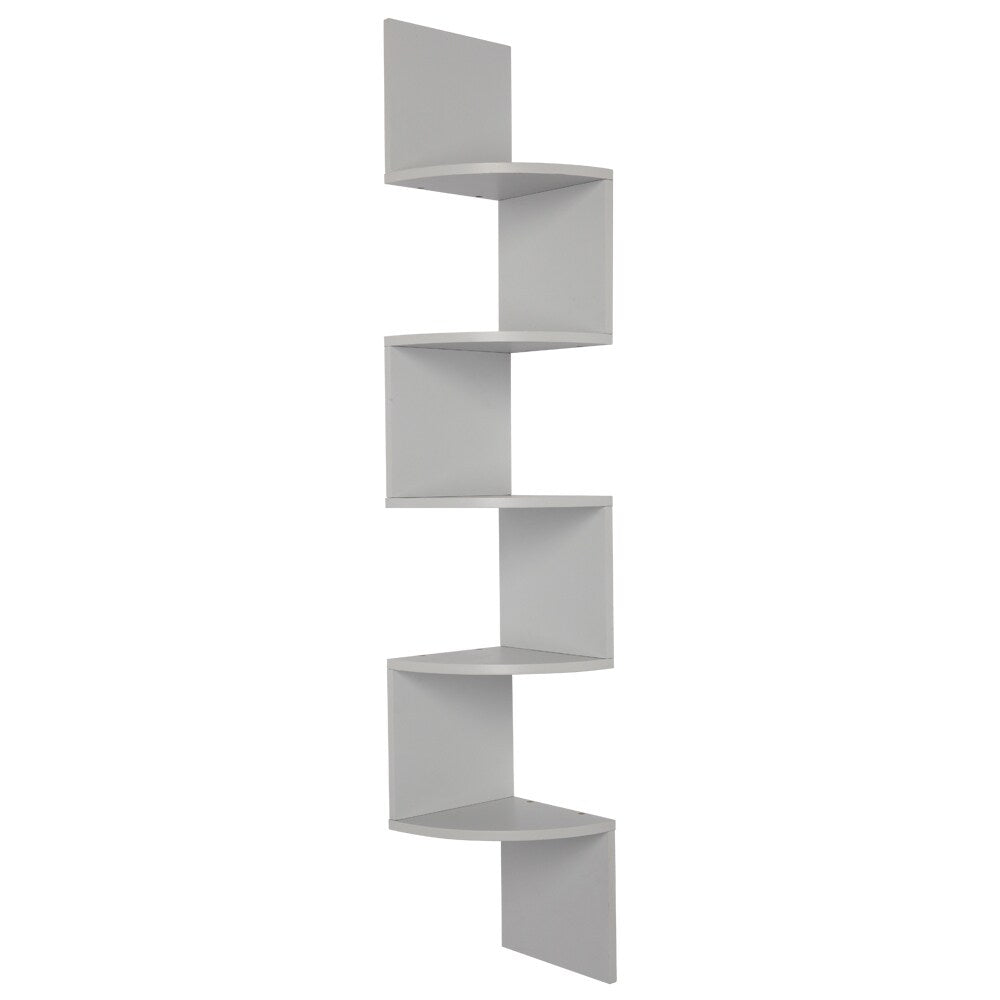5 tiers Wall Shelf Wooden Mount Rack Home Furniture Gray