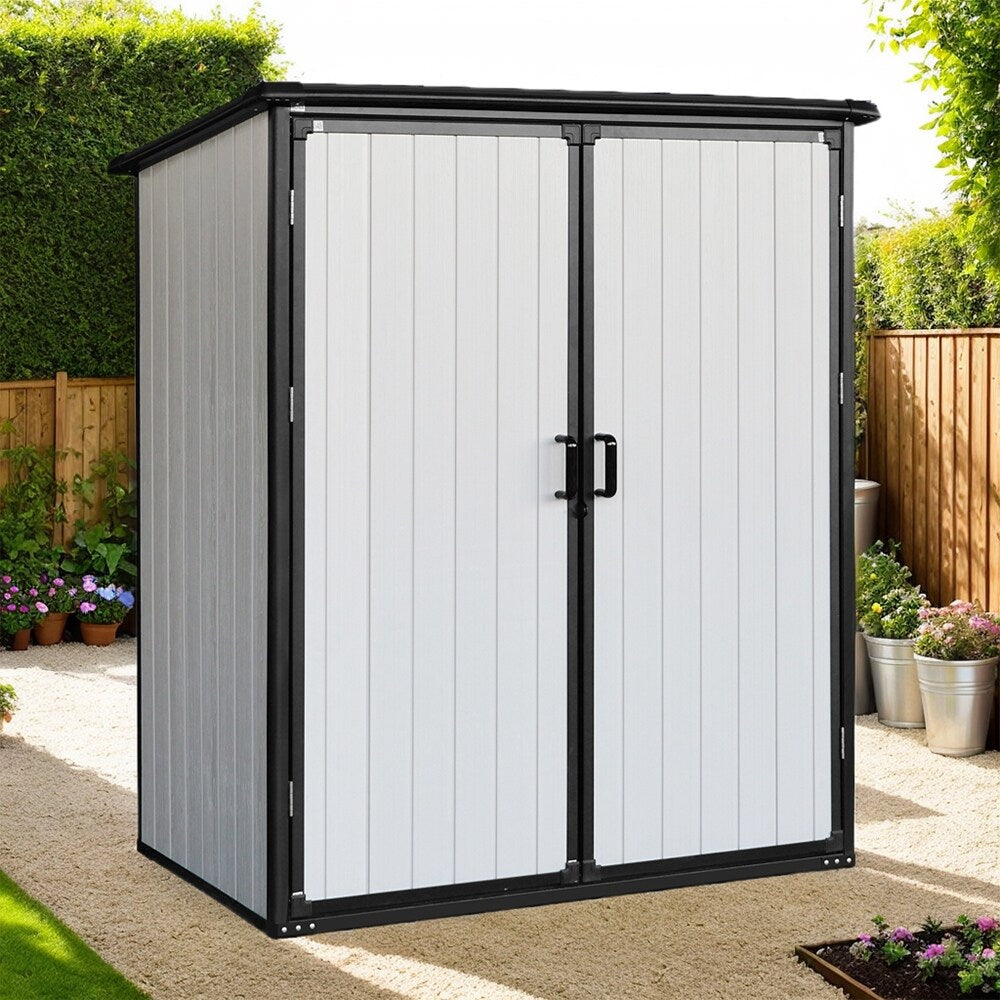 5 x 3FT Waterproof Resin Shed for Outdoor Storage, Lockable Doors - 5x3FT