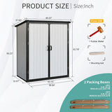 5 x 3FT Waterproof Resin Shed for Outdoor Storage, Lockable Doors - 5x3FT