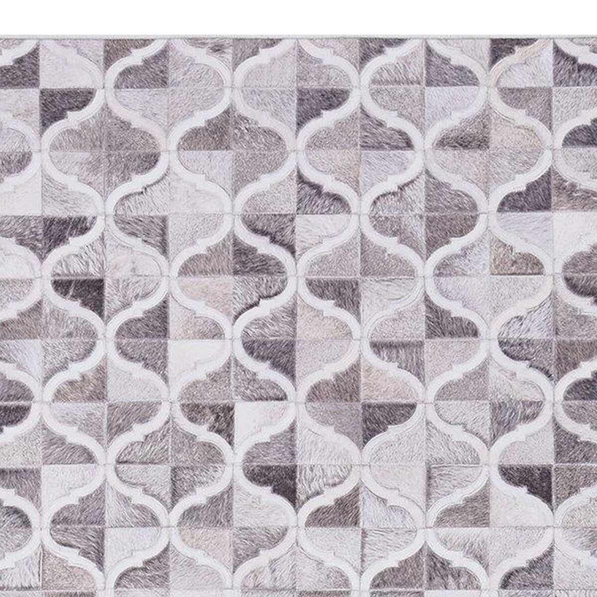 5 x 7 Small Area Rug, Modern Abstract Geometric Patterns in White and Gray - 5 x 7