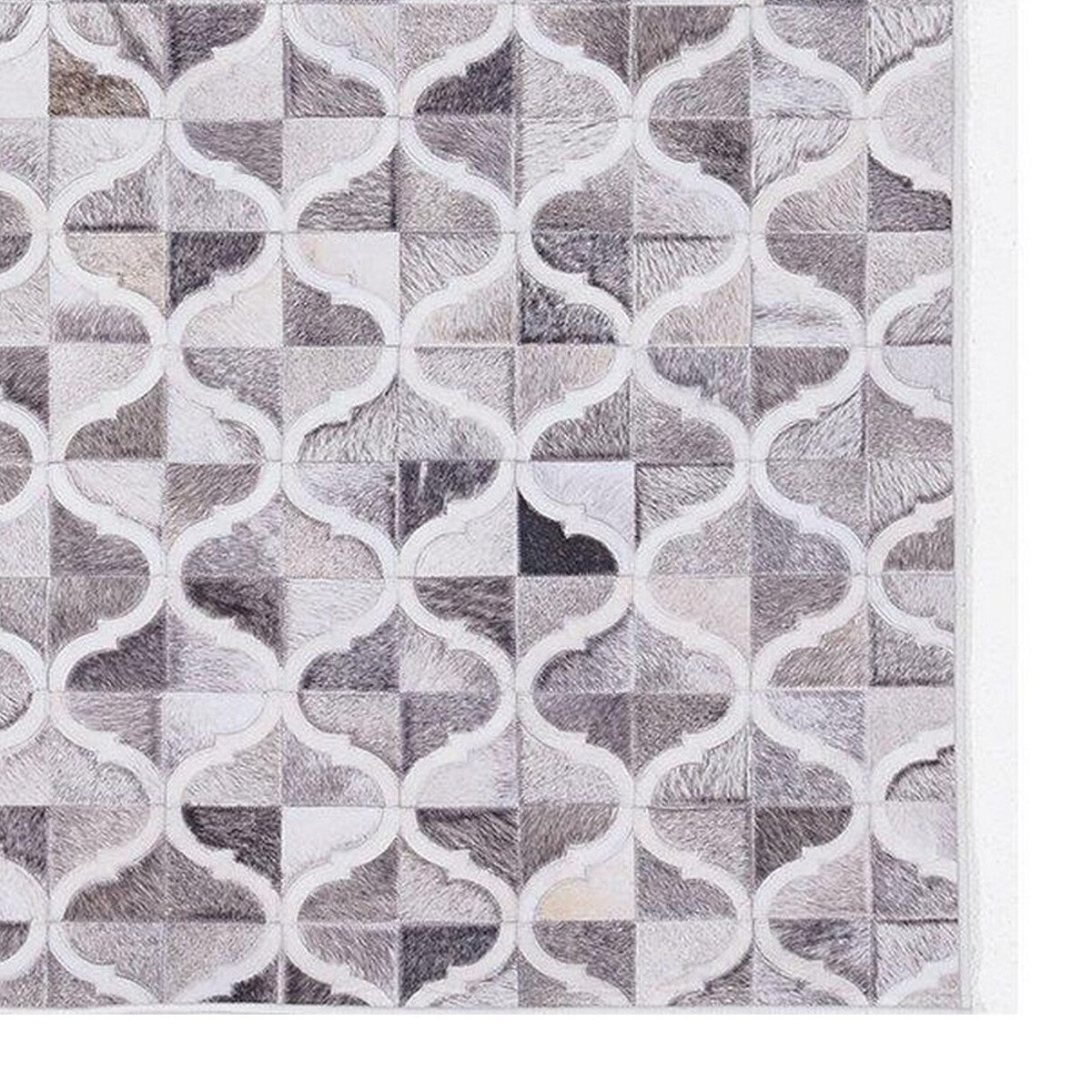 5 x 7 Small Area Rug, Modern Abstract Geometric Patterns in White and Gray - 5 x 7