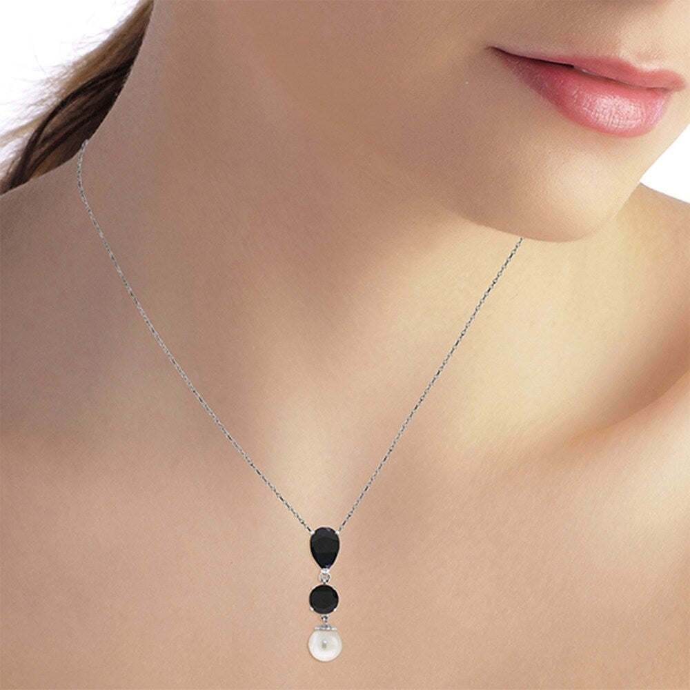 5.05 Carat 14K Solid White Gold Joy Brings Joy Sapphire pearl Necklace