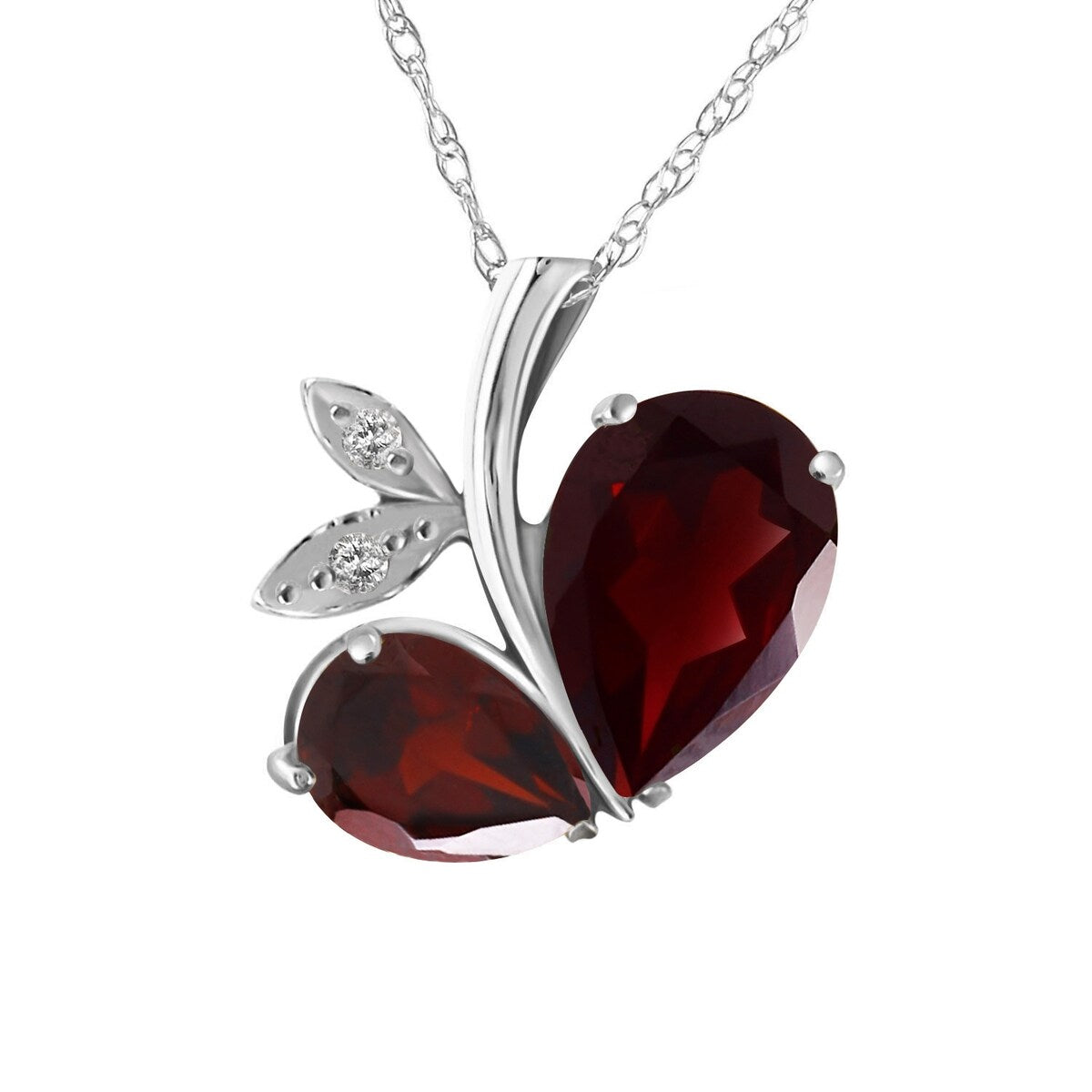 5.06 Carat 14K Solid Gold Modern Heart Necklace w/ Diamond & Garnets