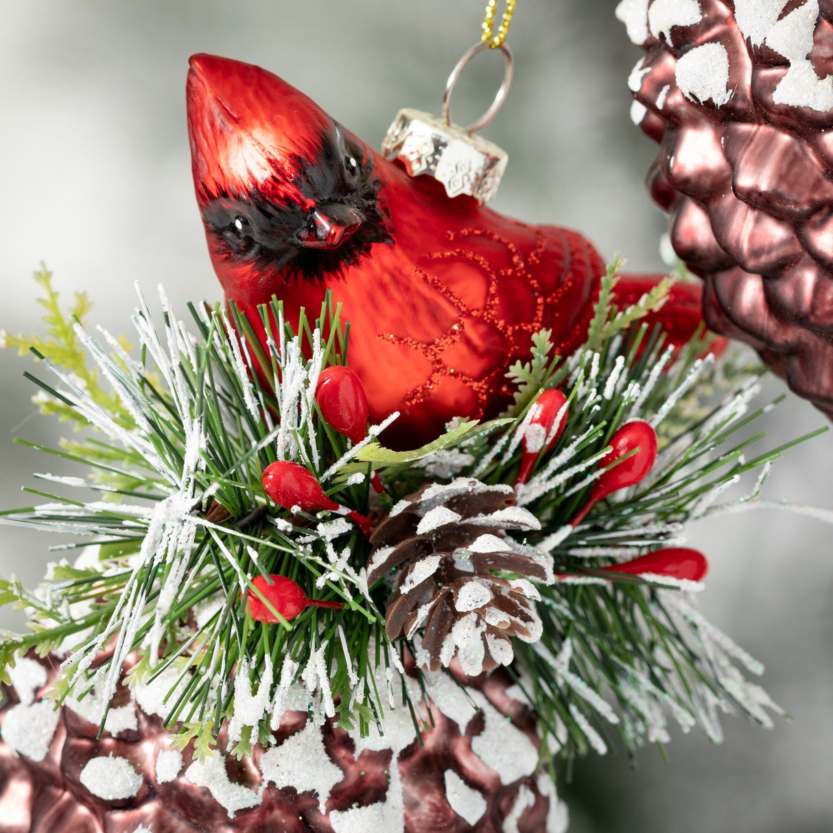 5.25"H Sullivans Cardinal Pinecone Ornament - Set of 2, Multicolored Christmas Ornaments - 3"L x 2.5"W x 5.25"H