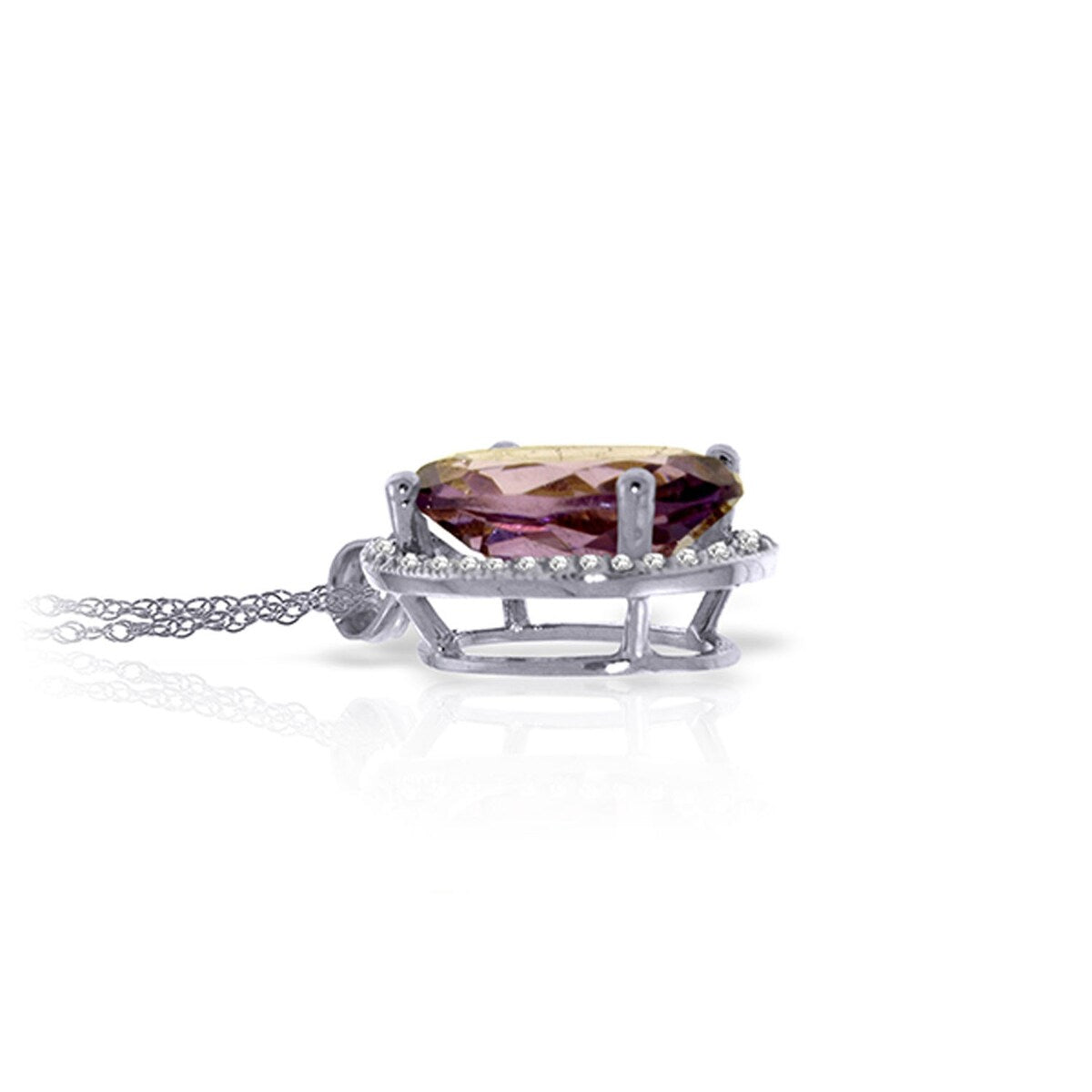 5.28 Carat 14K Solid Gold Loren Amethyst Diamond Gemstone Necklace