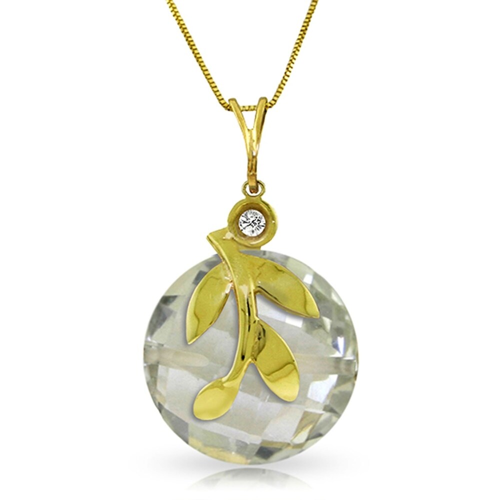 5.32 Carat 14K Solid Gold Necklace Natural Green Amethyst Diamond