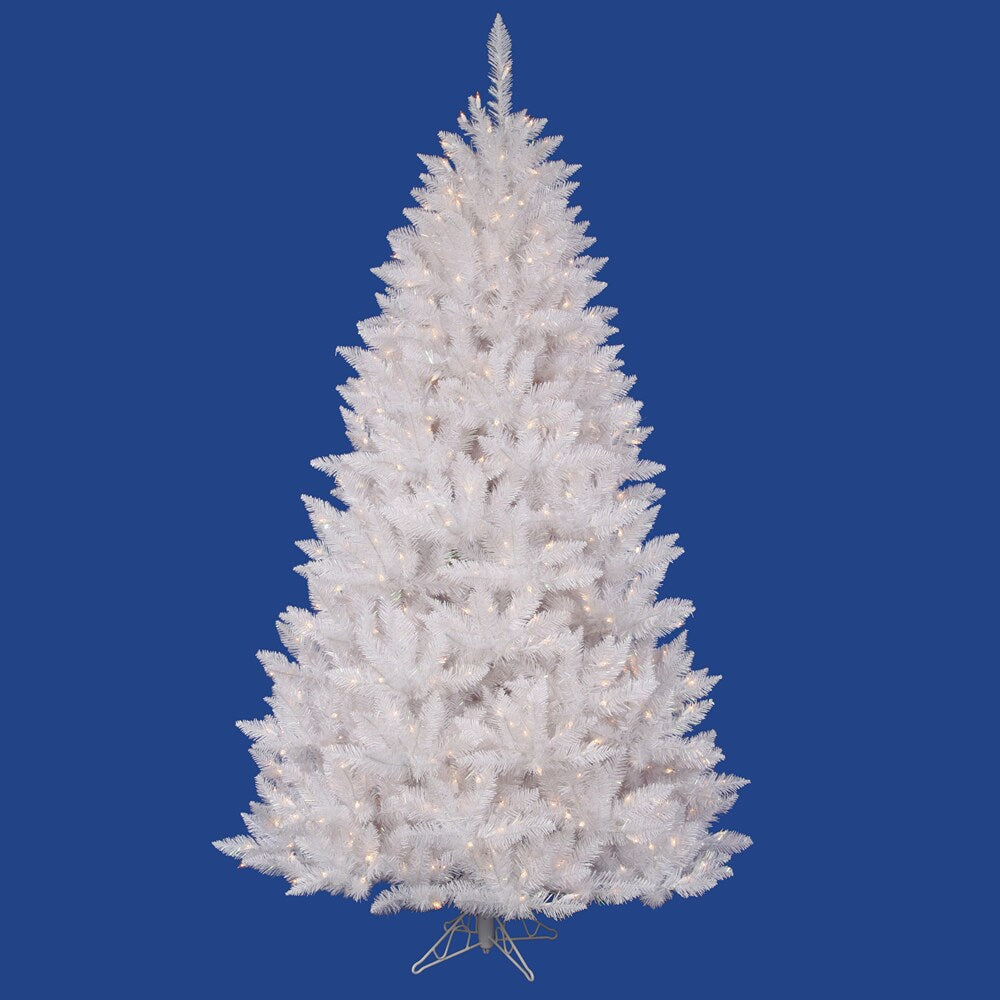 5.5' x 40" Sparkle White Spruce Tree with 300 Frosted Pure White LED Lights - 5'5h x 40"w