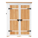 5.5ft Hx4.1ft L Outdoor Wood Storage Shed Garden Tool Organizer with Four Lockable Doors and Multiple-tier Shelves
