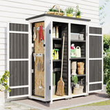 5.5ft Hx4.1ft L Outdoor Wood Storage Shed Garden Tool Organizer with Four Lockable Doors and Multiple-tier Shelves
