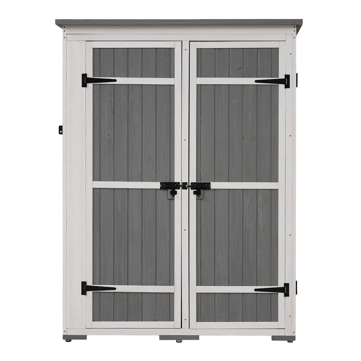 5.5ft Hx4.1ft L Outdoor Wood Storage Shed Garden Tool Organizer with Four Lockable Doors and Multiple-tier Shelves