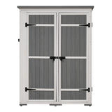 5.5ft Hx4.1ft L Outdoor Wood Storage Shed Garden Tool Organizer with Four Lockable Doors and Multiple-tier Shelves