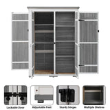 5.5ft Hx4.1ft L Outdoor Wood Storage Shed Garden Tool Organizer with Four Lockable Doors and Multiple-tier Shelves