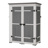 5.5ft Hx4.1ft L Outdoor Wood Storage Shed Garden Tool Organizer with Four Lockable Doors and Multiple-tier Shelves