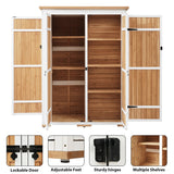 5.5ft Hx4.1ft L Outdoor Wood Storage Shed Garden Tool Organizer with Four Lockable Doors and Multiple-tier Shelves