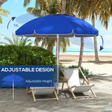 5.7' Portable Beach Umbrella with Tilt, Adjustable Height, 2 Cup Holders & Hooks, UV 40+ Ruffled Umbrella with Vented Canopy