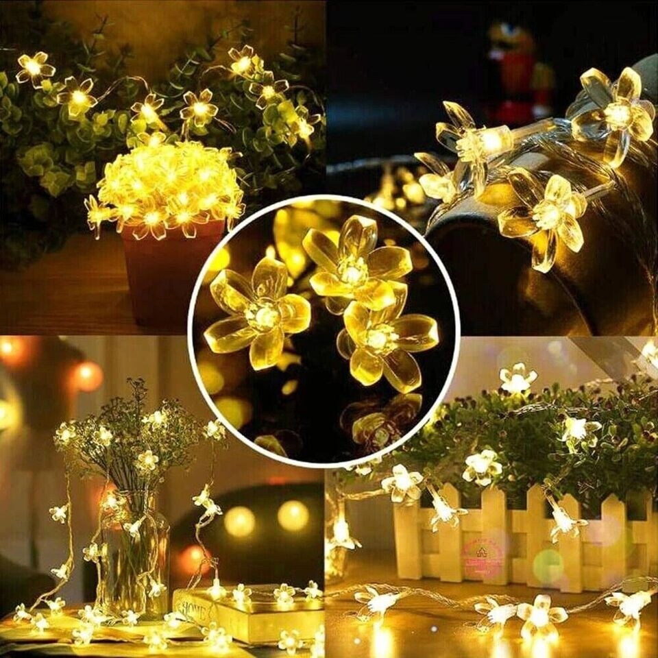50 LED Solar Flower String Lights Outdoor Patio Decor