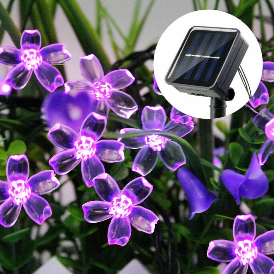 50 LED Solar Flower String Lights Outdoor Patio Decor