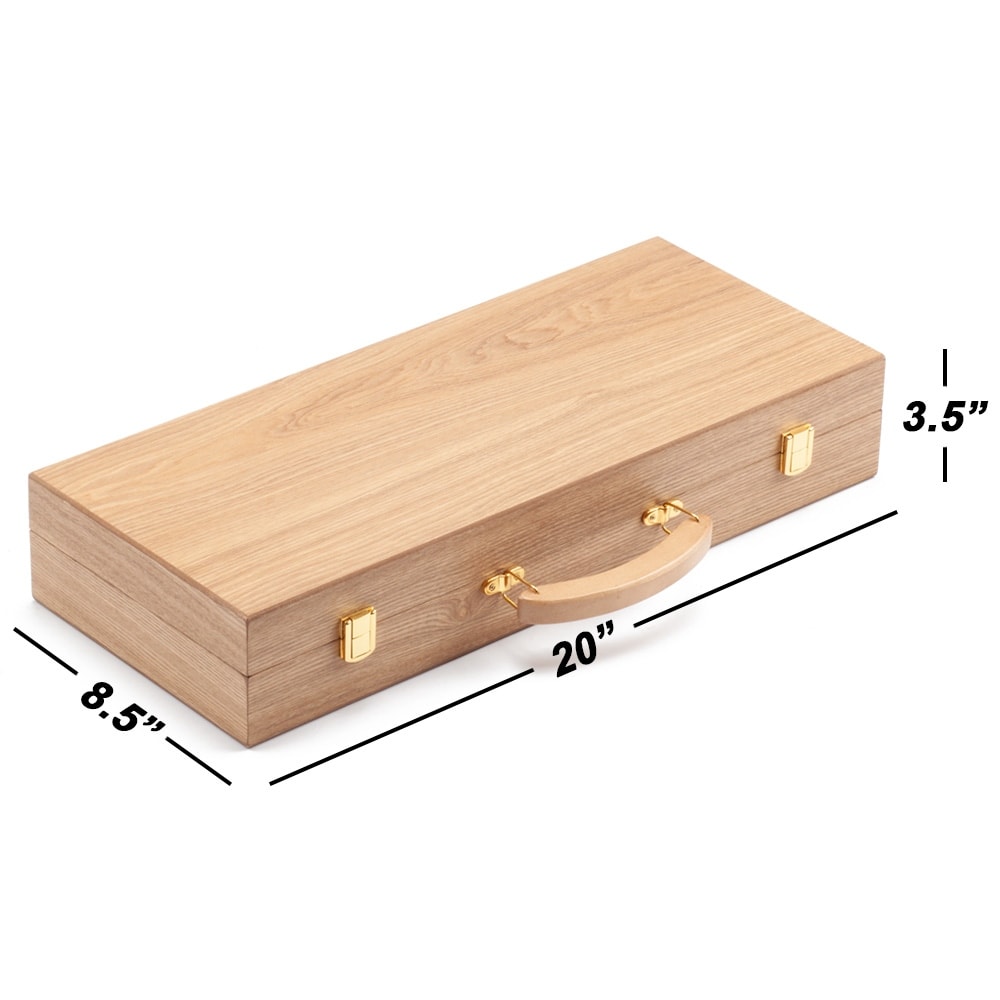 GSE™ 500pcs Casino Deluxe Wooden Poker Chip Case with 5 Wooden Chip Trays
