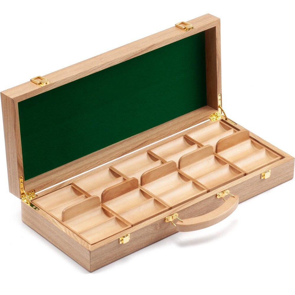 GSE™ 500pcs Casino Deluxe Wooden Poker Chip Case with 5 Wooden Chip Trays