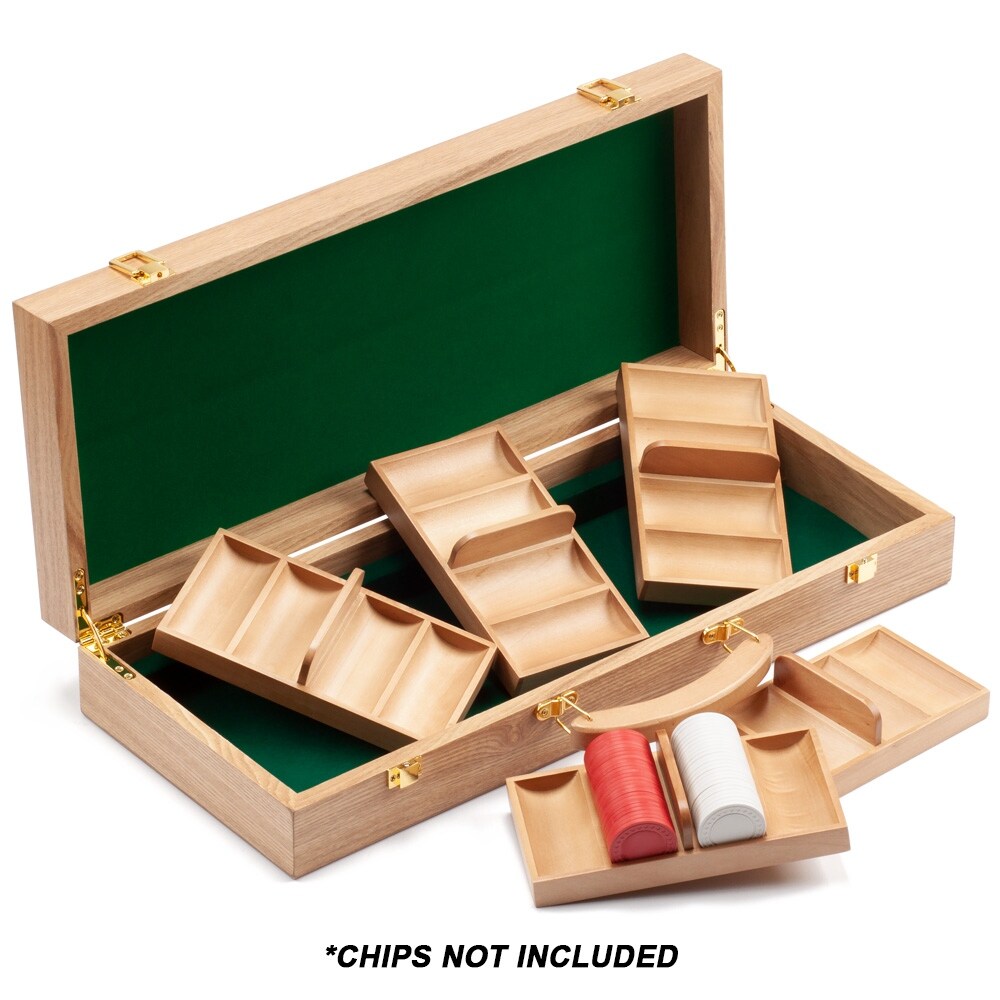 GSE™ 500pcs Casino Deluxe Wooden Poker Chip Case with 5 Wooden Chip Trays
