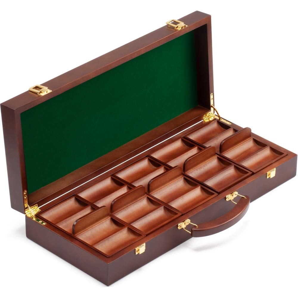 GSE™ 500pcs Casino Deluxe Wooden Poker Chip Case with 5 Wooden Chip Trays