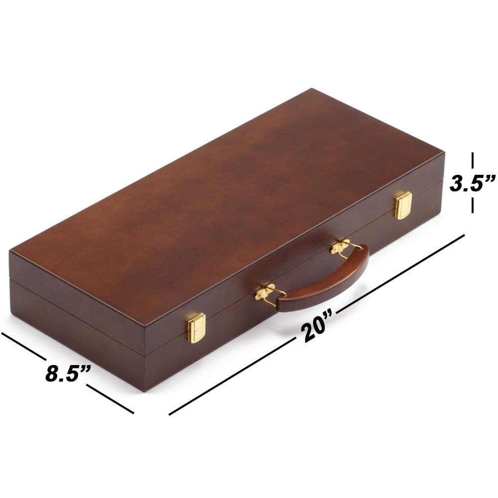 GSE™ 500pcs Casino Deluxe Wooden Poker Chip Case with 5 Wooden Chip Trays