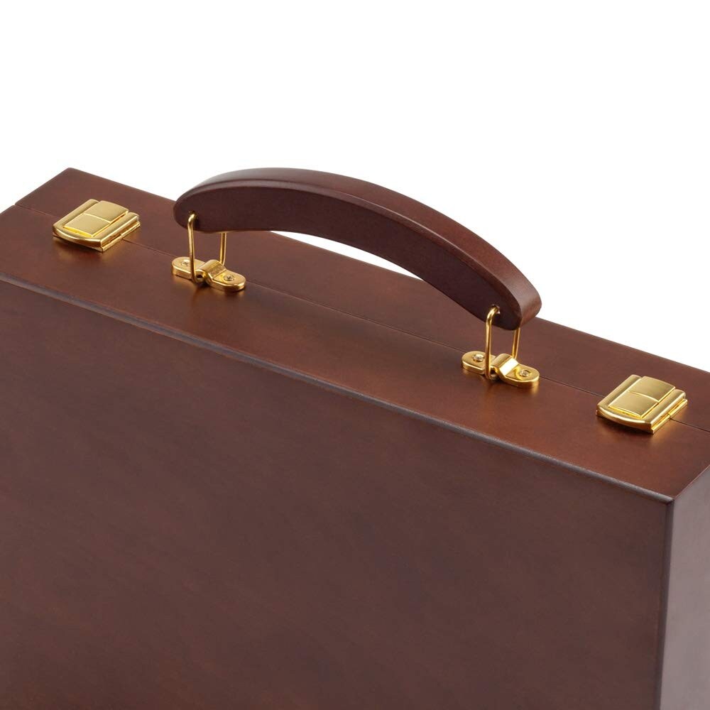GSE™ 500pcs Casino Deluxe Wooden Poker Chip Case with 5 Wooden Chip Trays