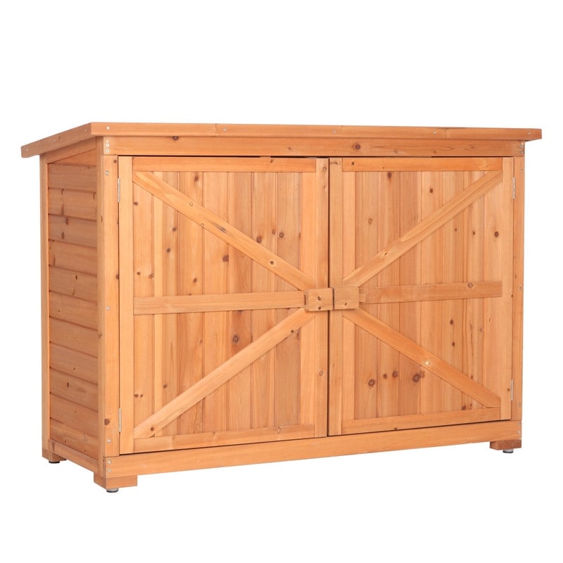 50" W Outdoor Wooden Storage Box Cabinet