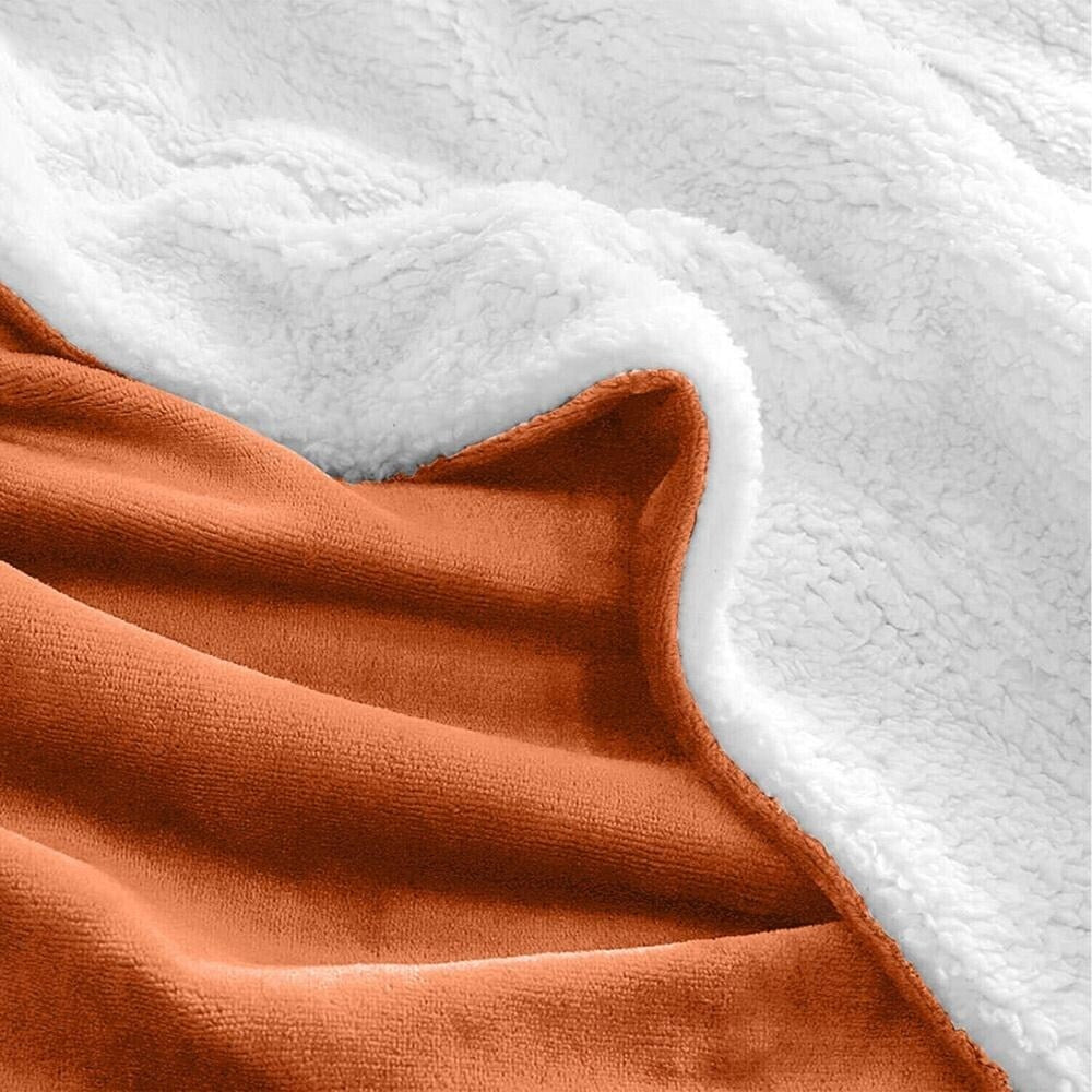 50" x 60" 400 Gsm Throws Sherpa Fleece Blanket Reversible Rust