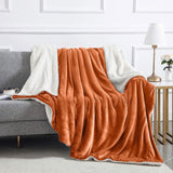50" x 60" 400 Gsm Throws Sherpa Fleece Blanket Reversible Rust