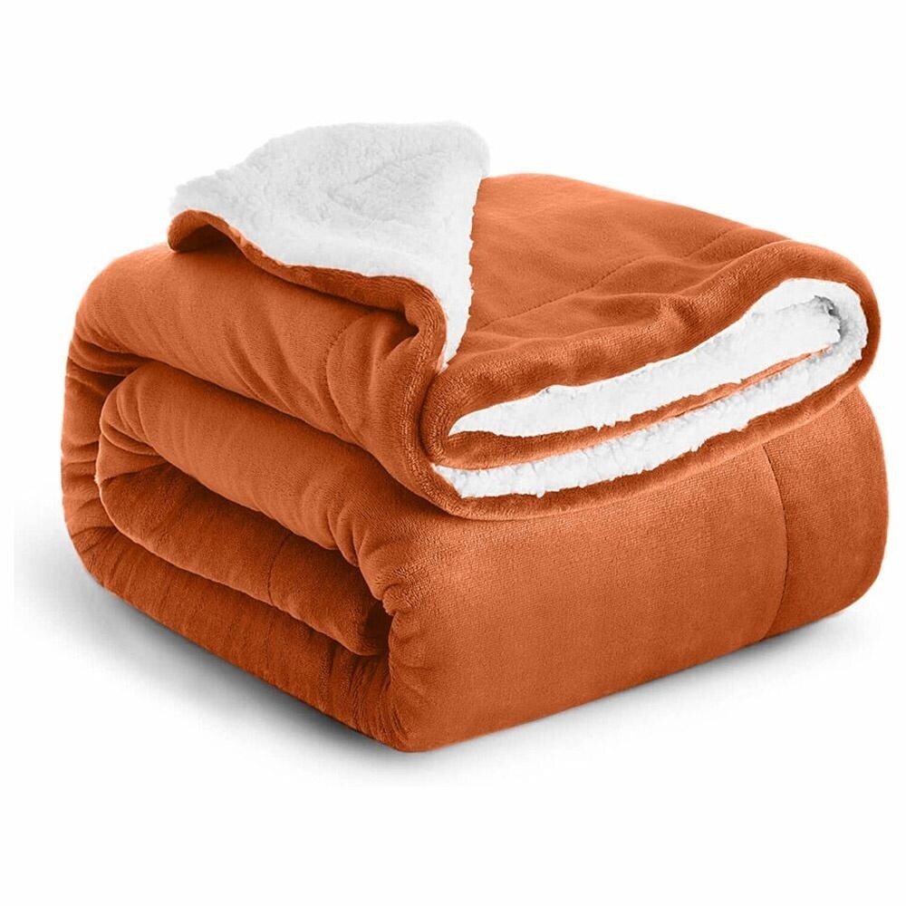 50" x 60" 400 Gsm Throws Sherpa Fleece Blanket Reversible Rust