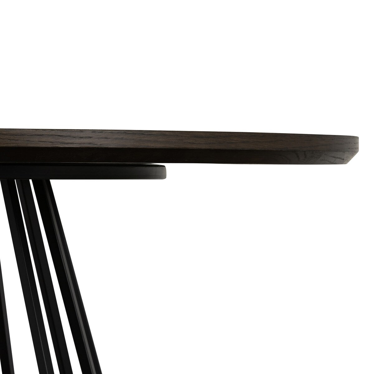 51 Inches Dining Table with Flared Slatted Base, Brown and Black