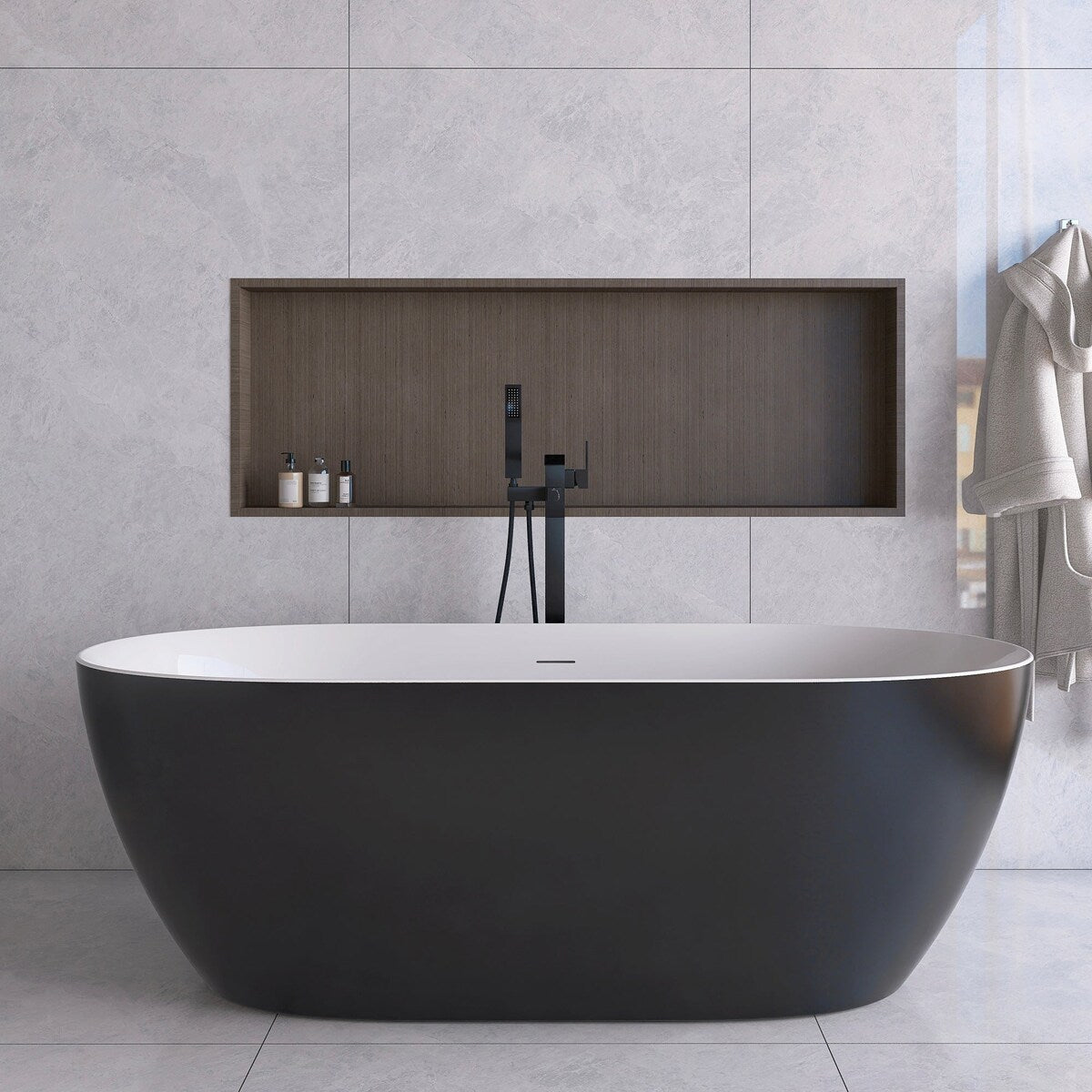 51 in./ 59 in./ 67 in. Acrylic Freestanding Soaking Bathtub with Drain and Adjustable Support Legs