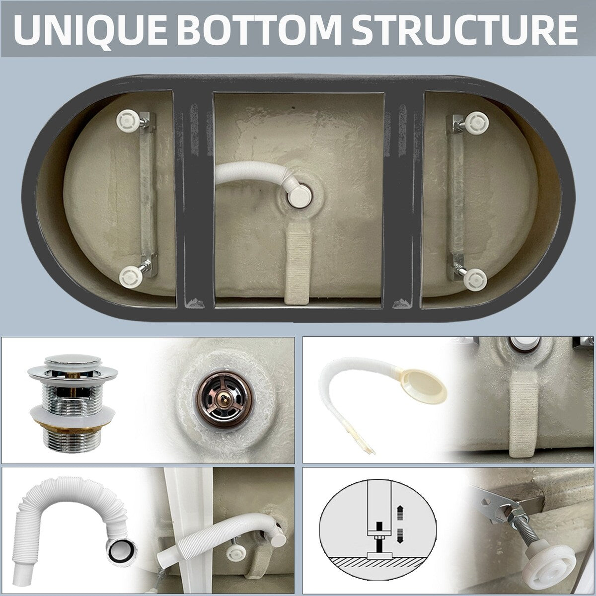 51 in./ 59 in./ 67 in. Acrylic Freestanding Soaking Bathtub with Drain and Adjustable Support Legs