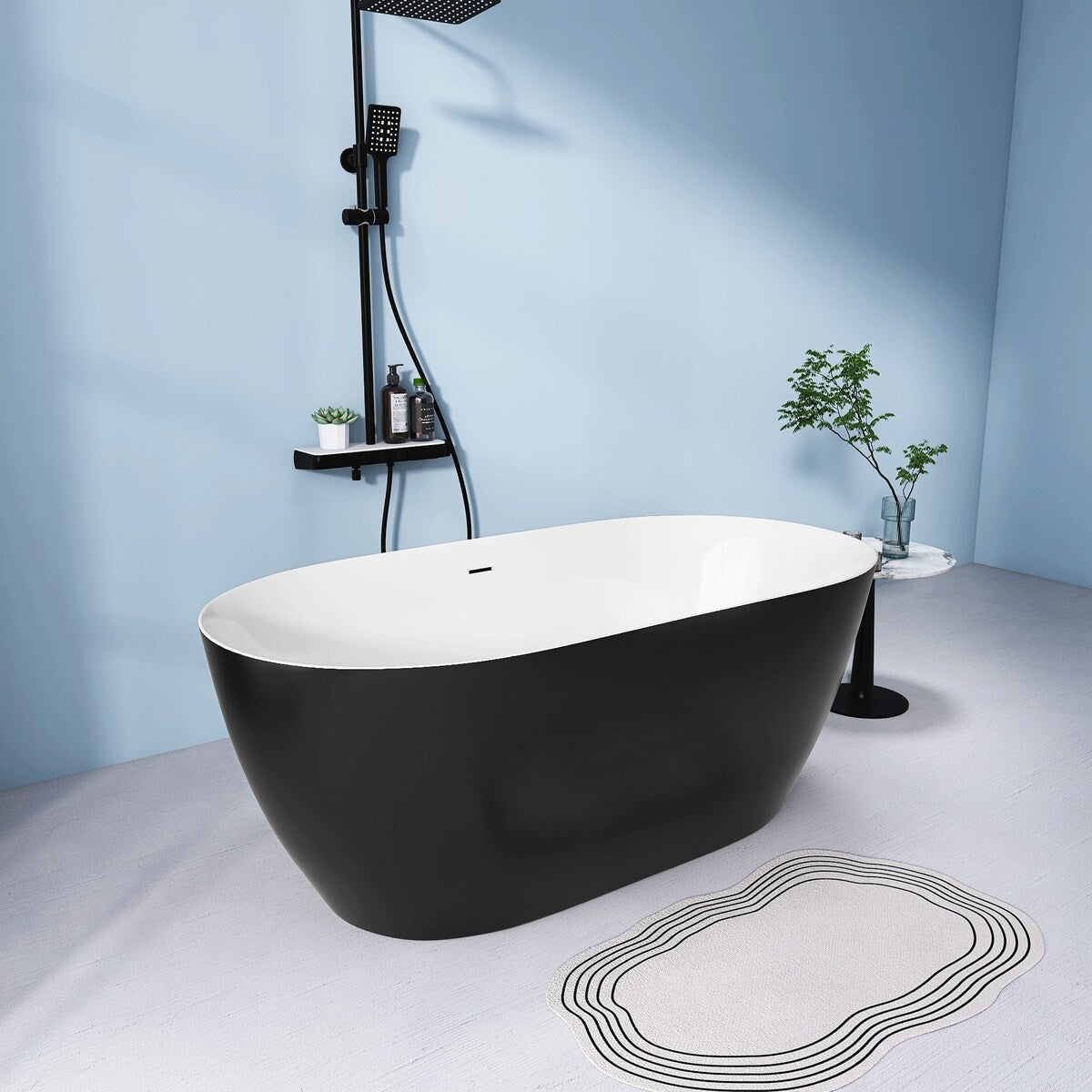 51 in./ 59 in./ 67 in. Acrylic Freestanding Soaking Bathtub with Drain and Adjustable Support Legs