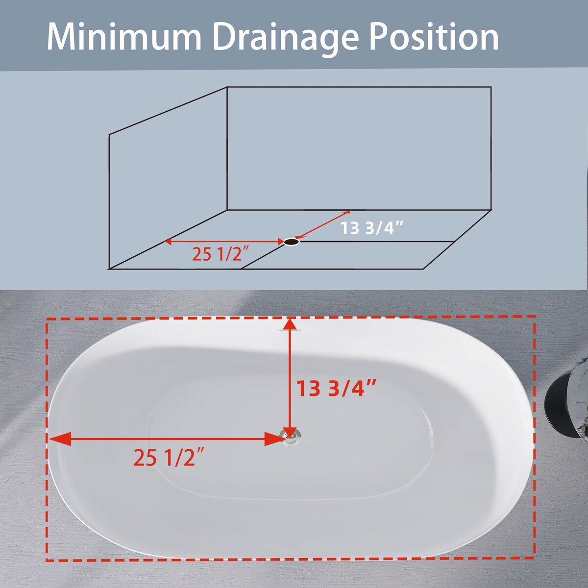 51 in./ 59 in./ 67 in. Acrylic Freestanding Soaking Bathtub with Drain and Adjustable Support Legs