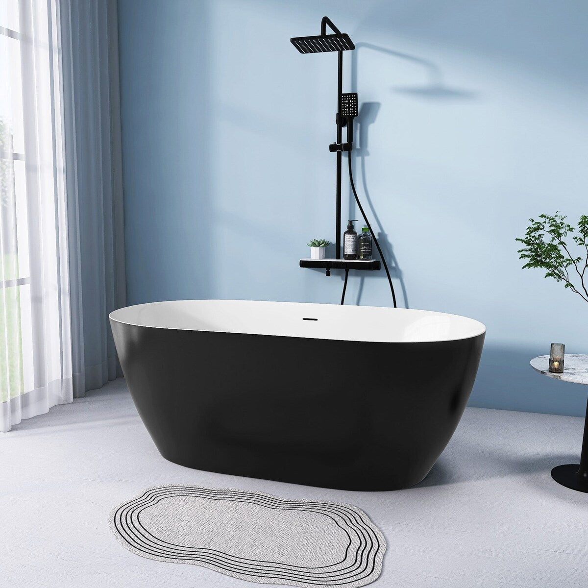 51 in./ 59 in./ 67 in. Acrylic Freestanding Soaking Bathtub with Drain and Adjustable Support Legs