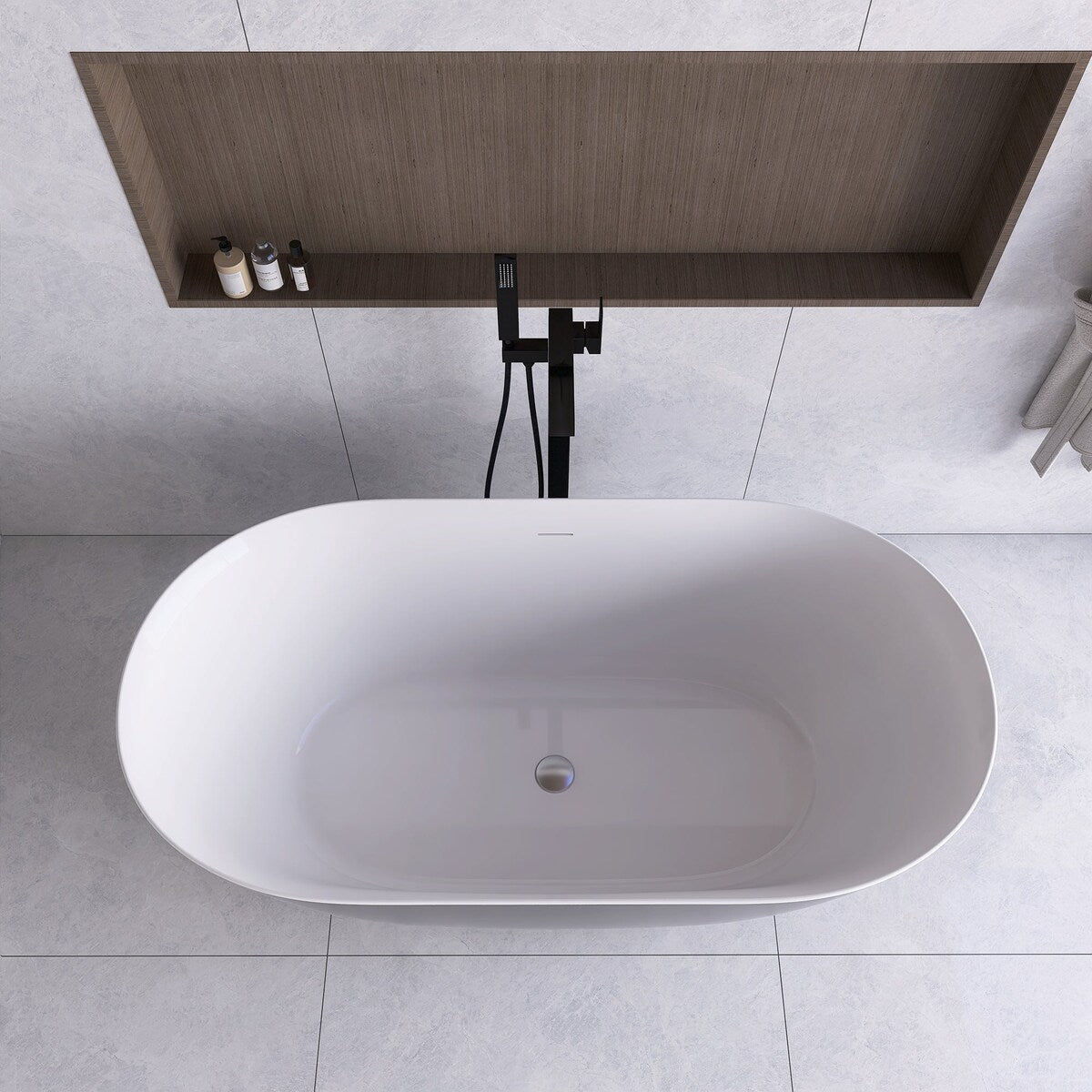 51 in./ 59 in./ 67 in. Acrylic Freestanding Soaking Bathtub with Drain and Adjustable Support Legs
