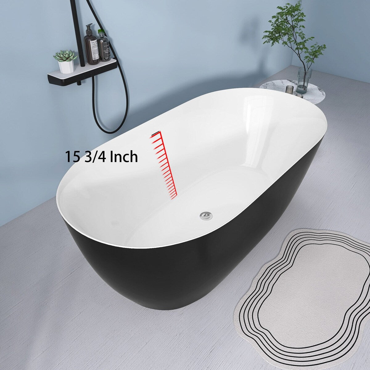 51 in./ 59 in./ 67 in. Acrylic Freestanding Soaking Bathtub with Drain and Adjustable Support Legs