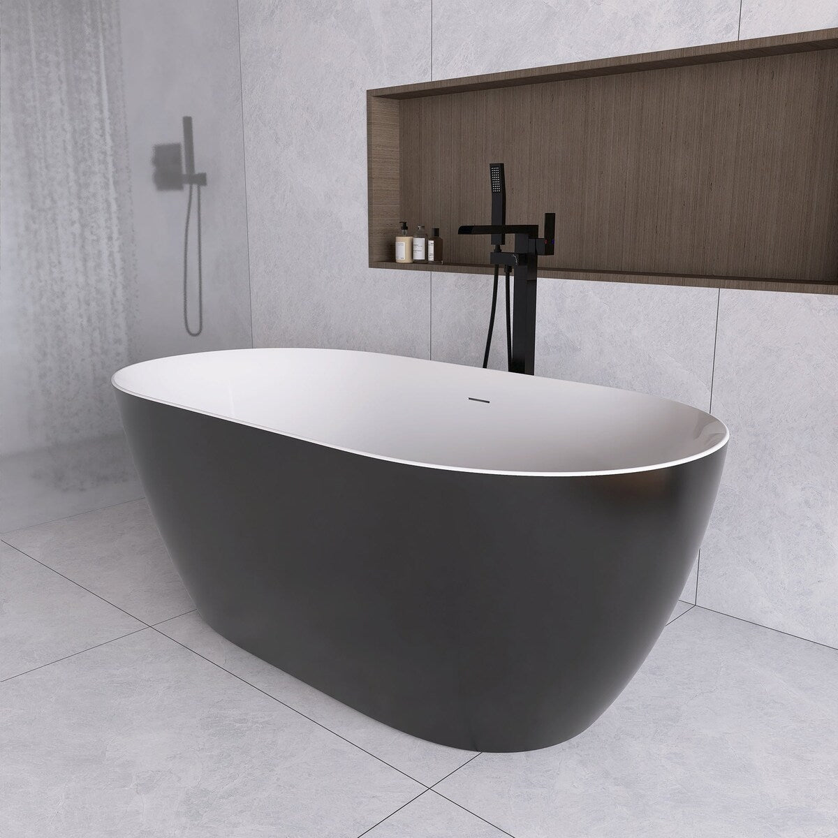 51 in./ 59 in./ 67 in. Acrylic Freestanding Soaking Bathtub with Drain and Adjustable Support Legs