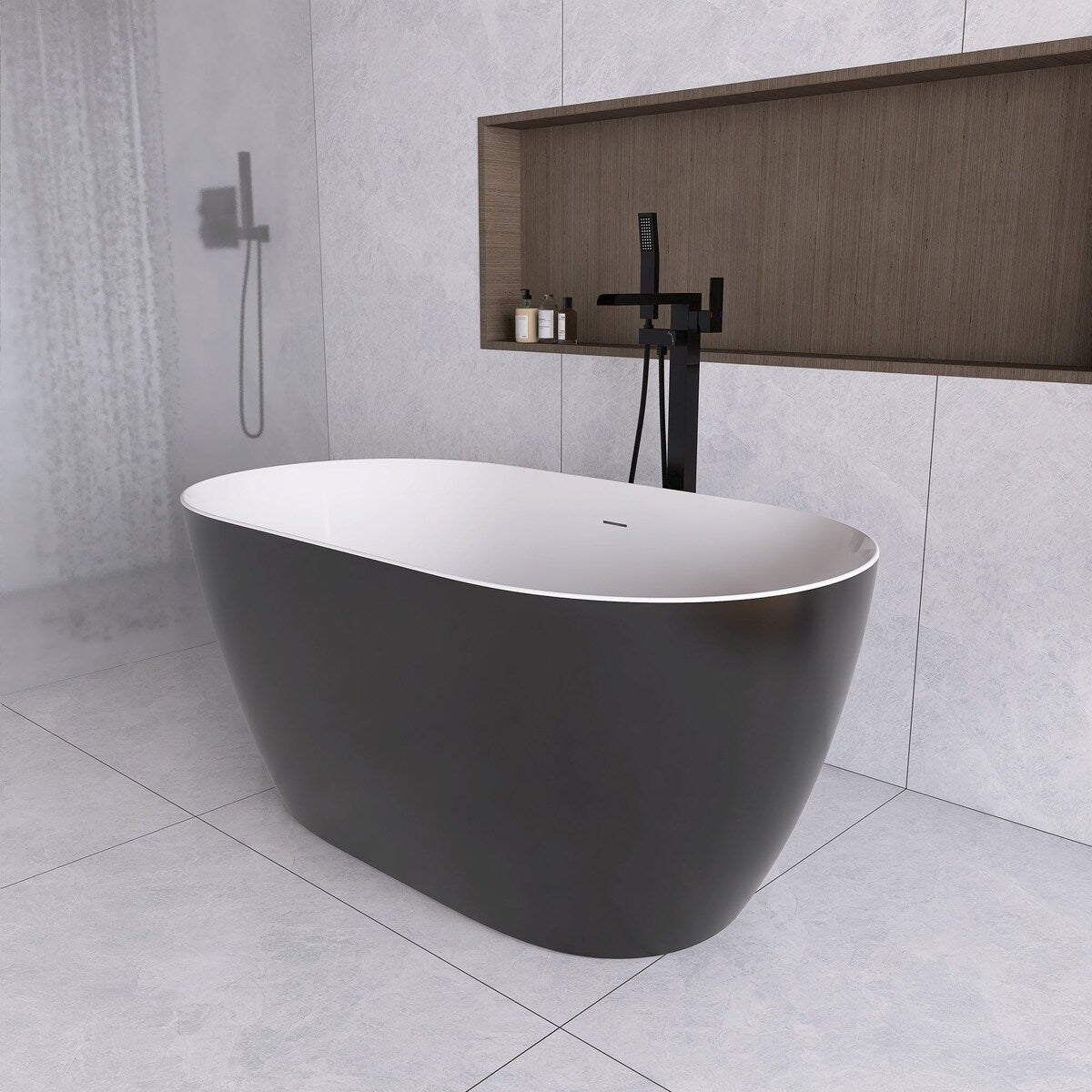 51 in./ 59 in./ 67 in. Acrylic Freestanding Soaking Bathtub with Drain and Adjustable Support Legs