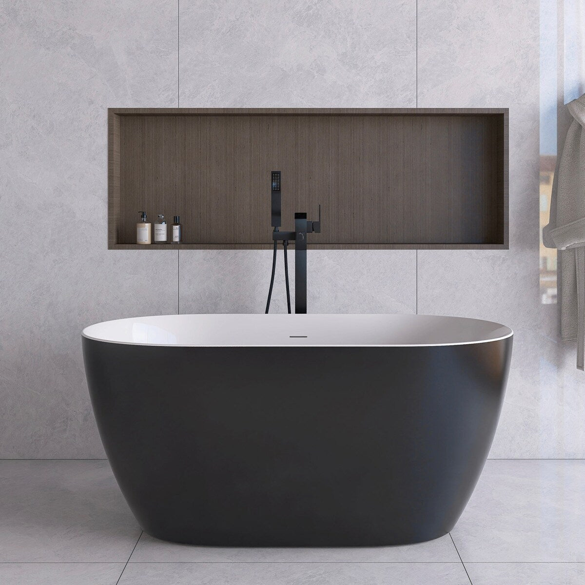 51 in./ 59 in./ 67 in. Acrylic Freestanding Soaking Bathtub with Drain and Adjustable Support Legs