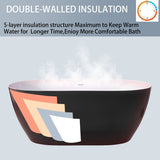 51 in./ 59 in./ 67 in. Acrylic Freestanding Soaking Bathtub with Drain and Adjustable Support Legs