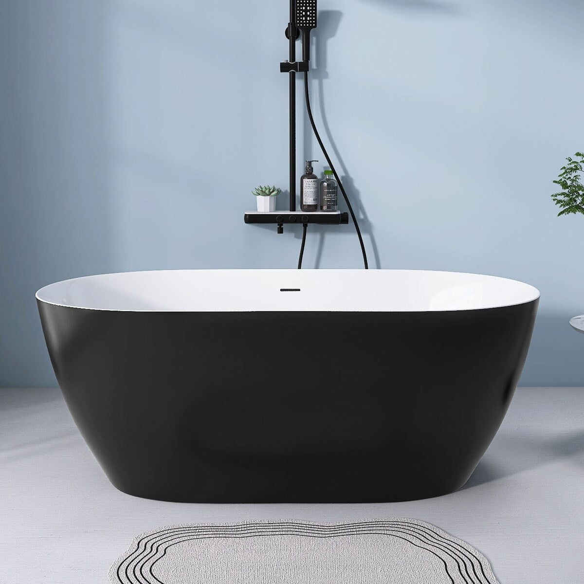 51 in./ 59 in./ 67 in. Acrylic Freestanding Soaking Bathtub with Drain and Adjustable Support Legs