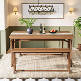 51" Rectangle Kitchen Dining Table with Bench Set for 4 People